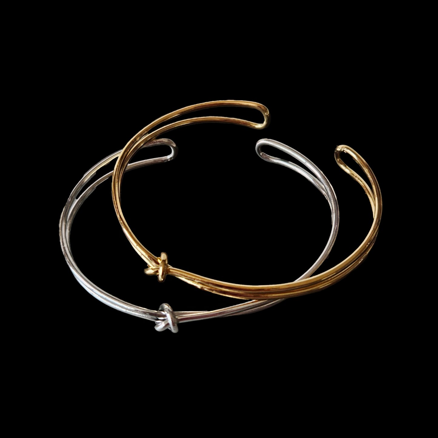 Knotted Duo Silver Bangle