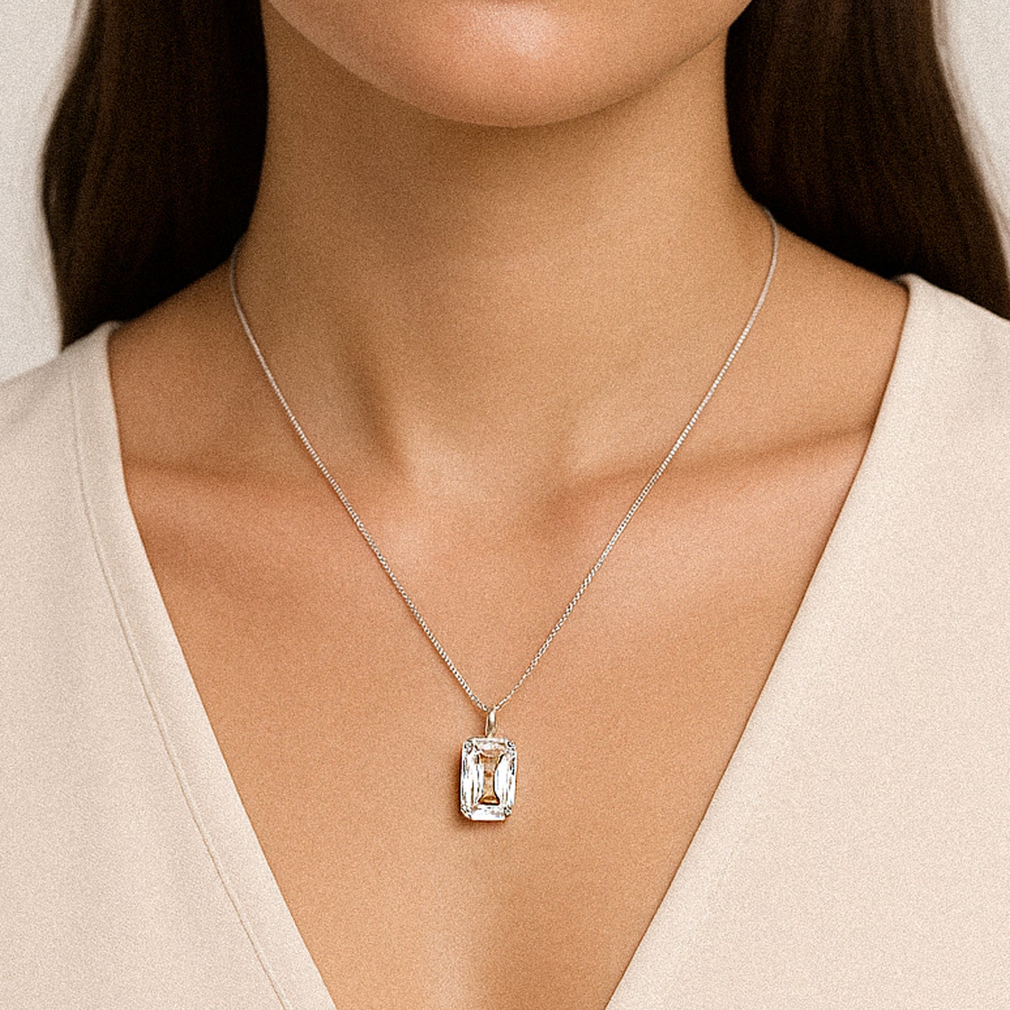 Large Square Crystal Necklace
