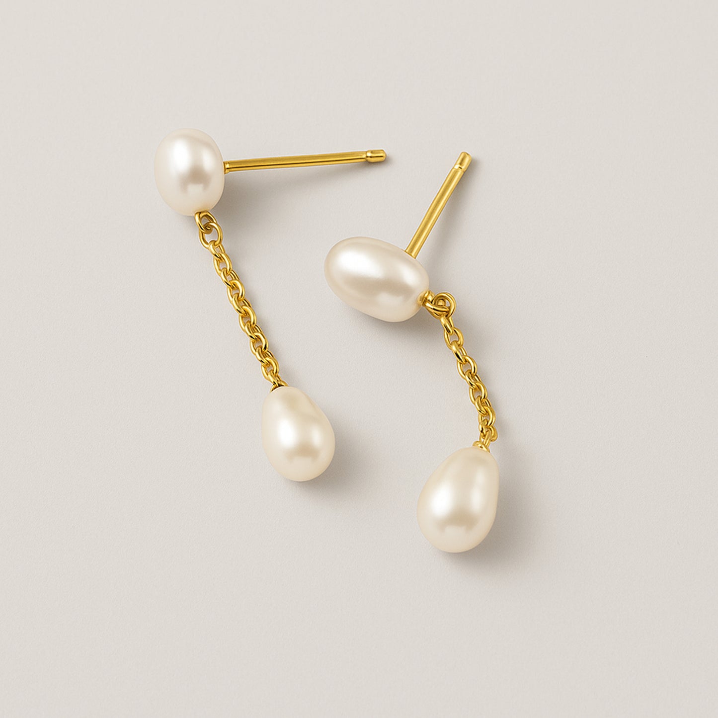 Double Pearl Drop Earrings