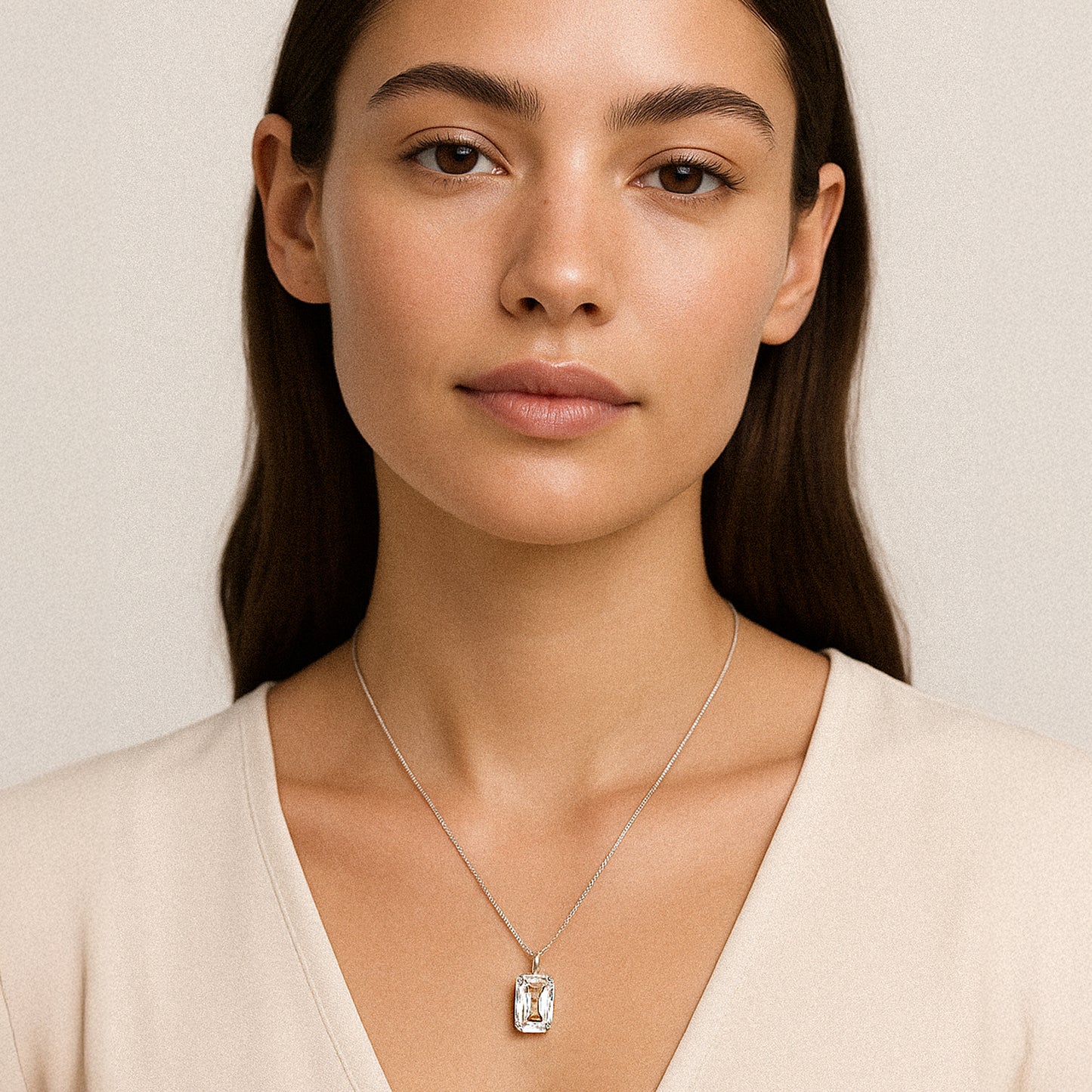 Large Square Crystal Necklace