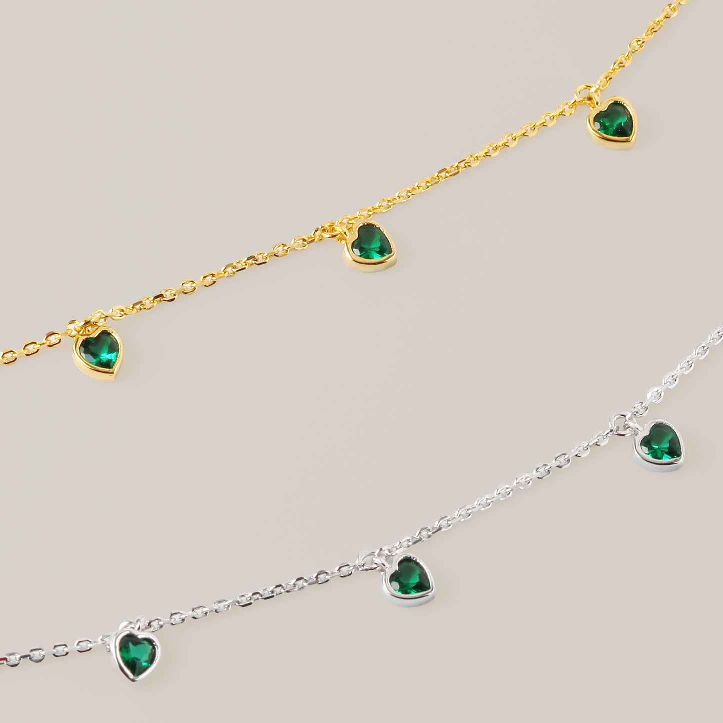 Green Heart Station Necklace