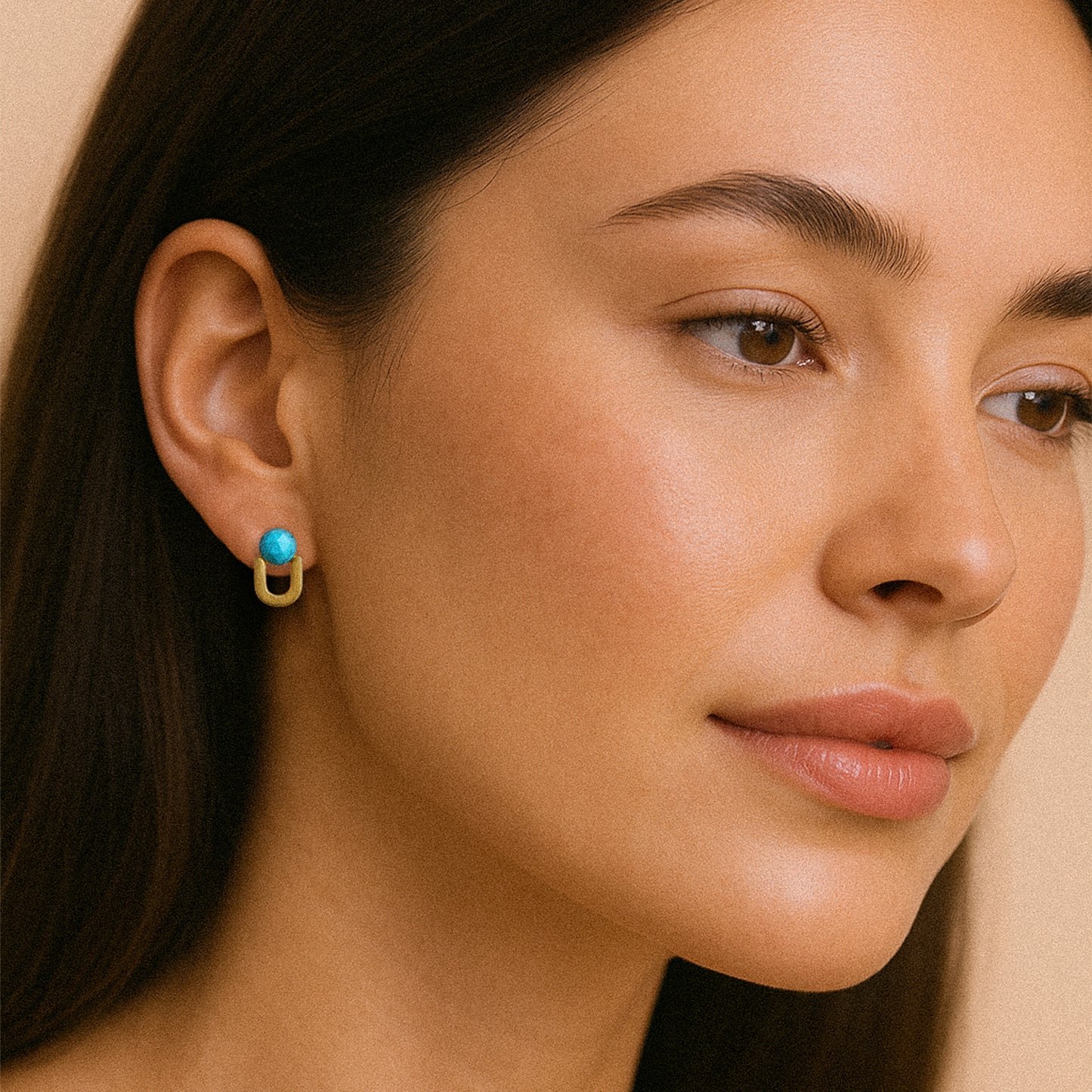 Golden Turquoise Drop Studs