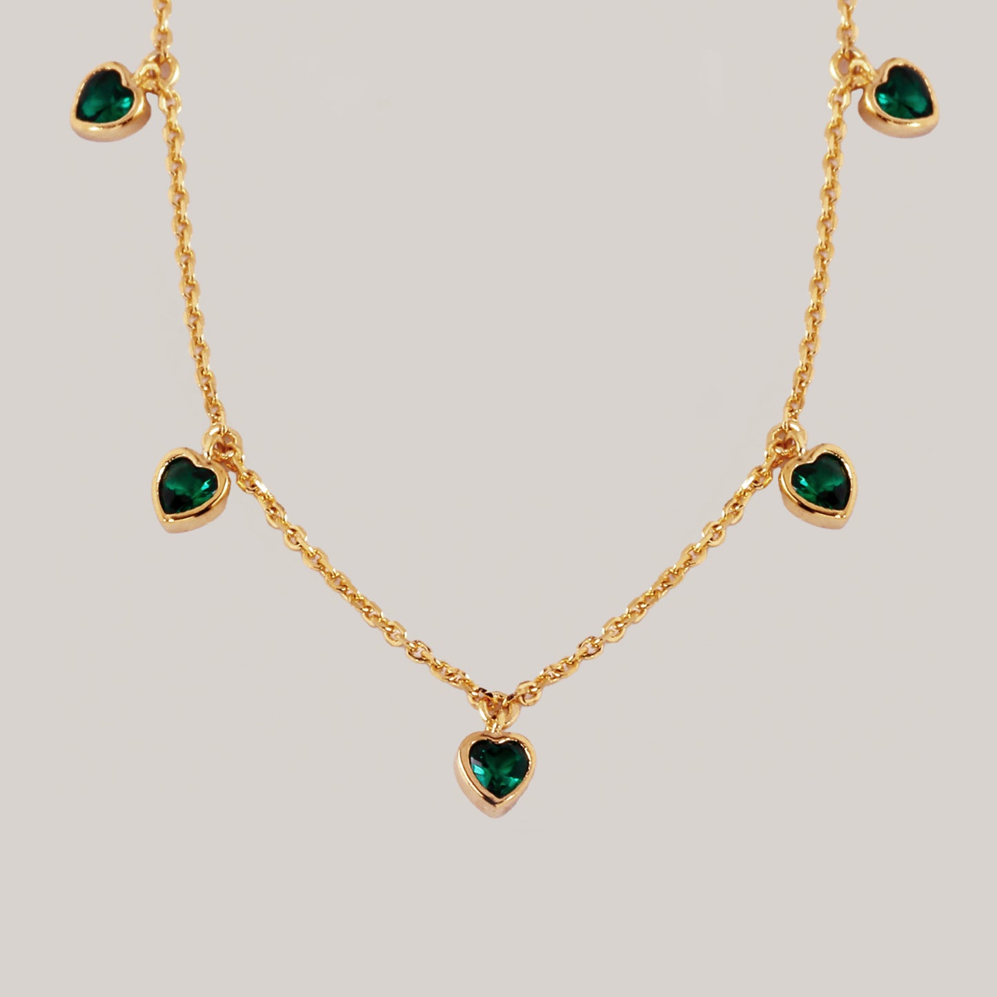 Green Heart Station Necklace
