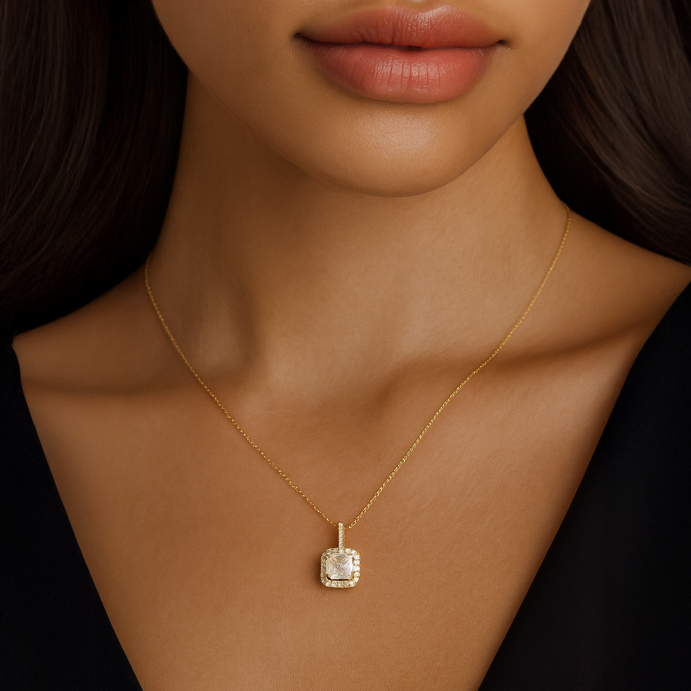 Diamond Glow Square Necklace
