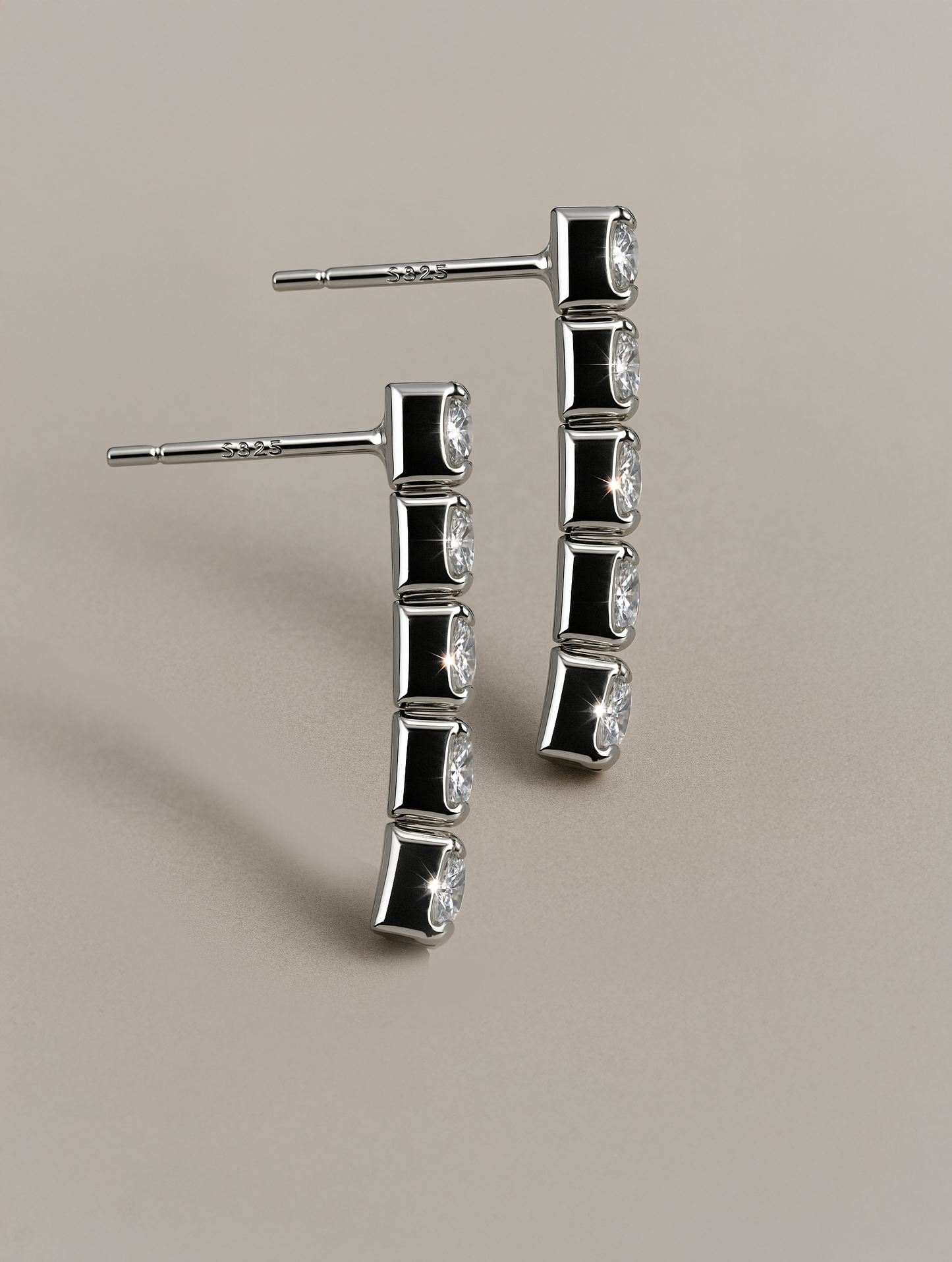 Platinum Tennis Earrings 4mm