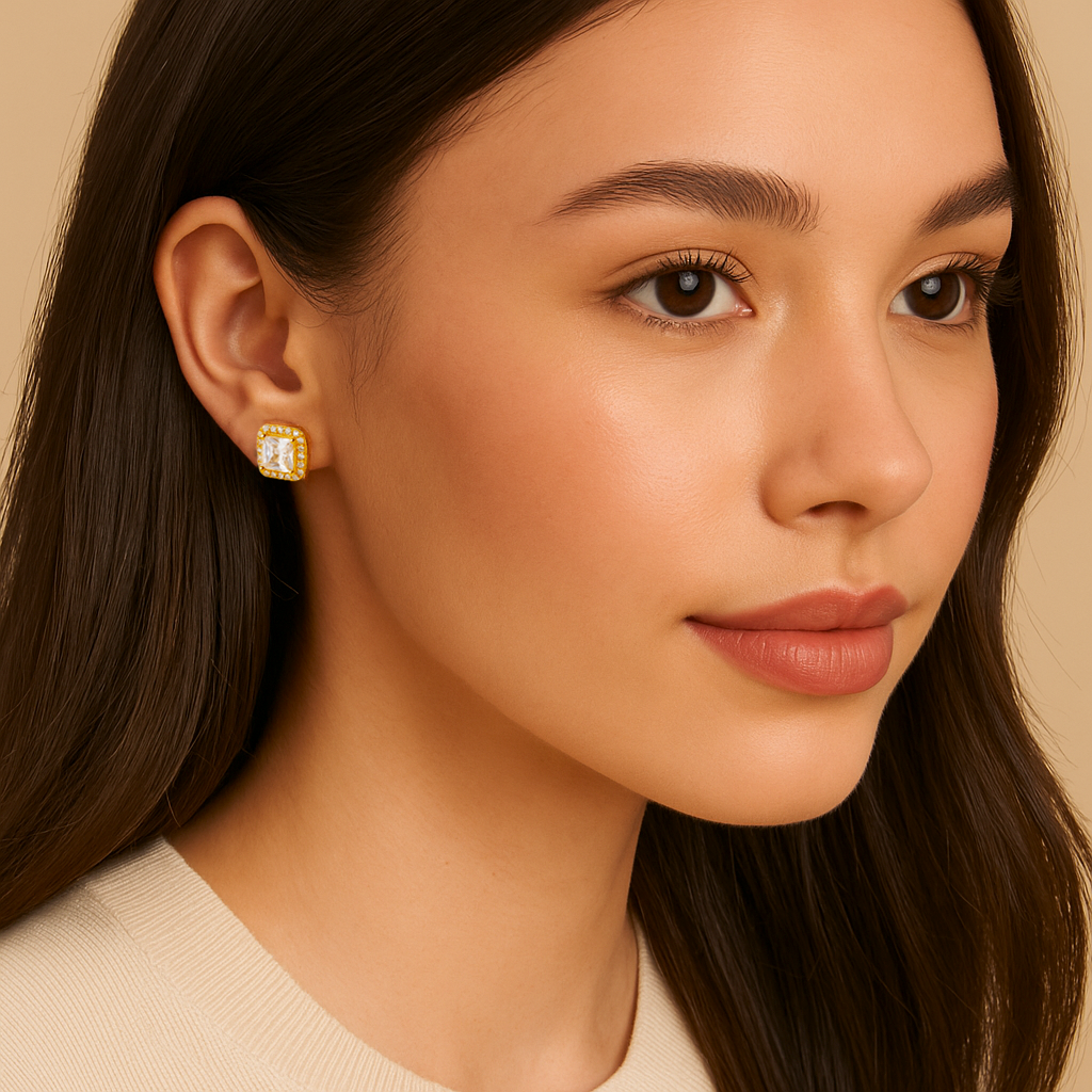 Diamond Glow Square Earrings