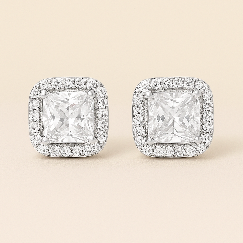 Diamond Glow Square Earrings
