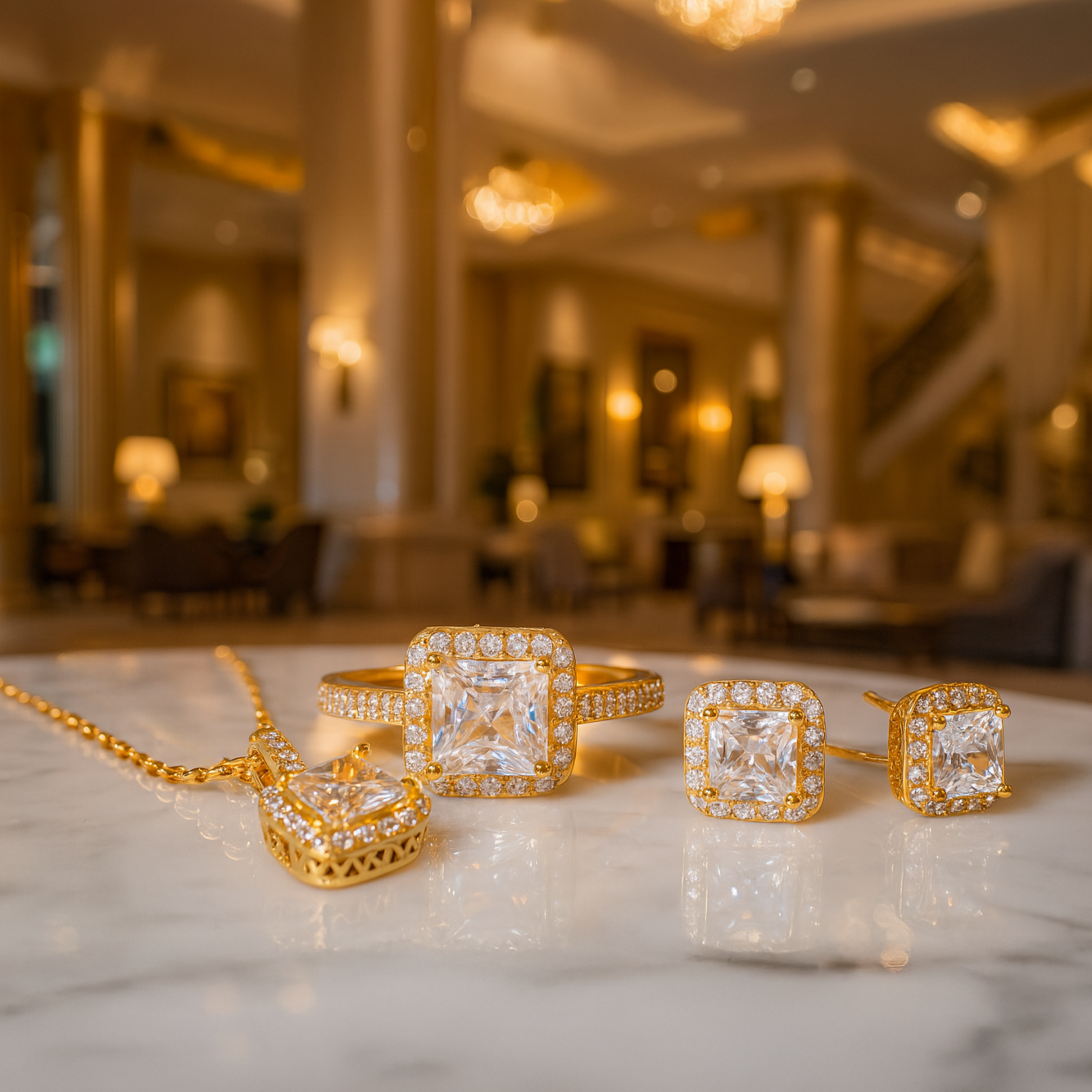 Diamond Glow Square Necklace