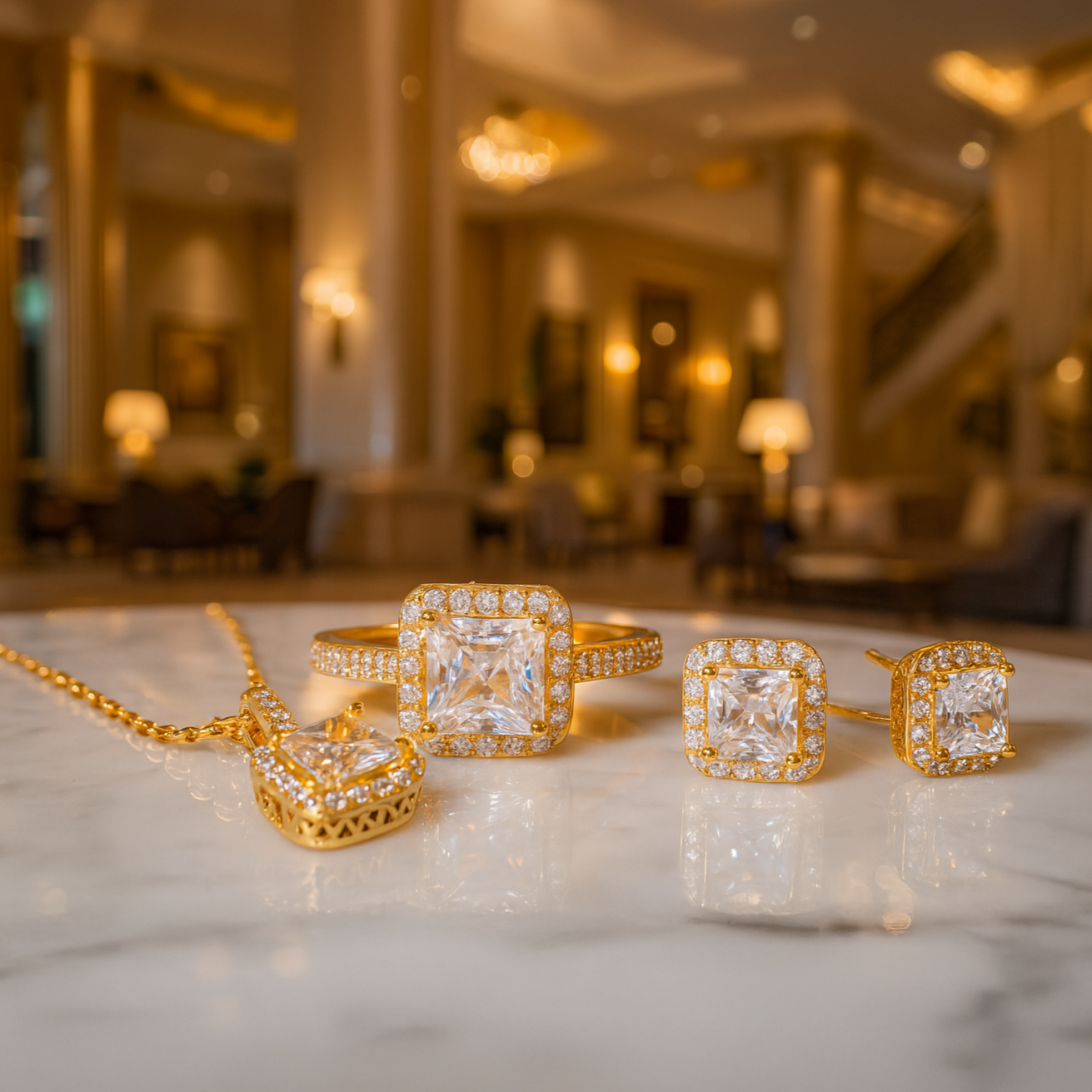 Diamond Glow Square Earrings