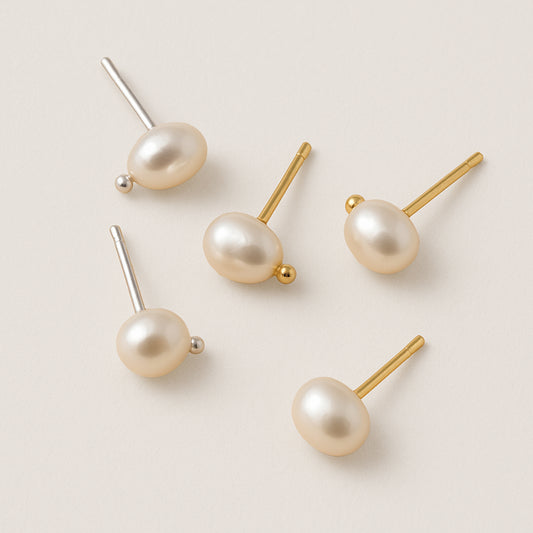 Organic Pearl Stud Earrings