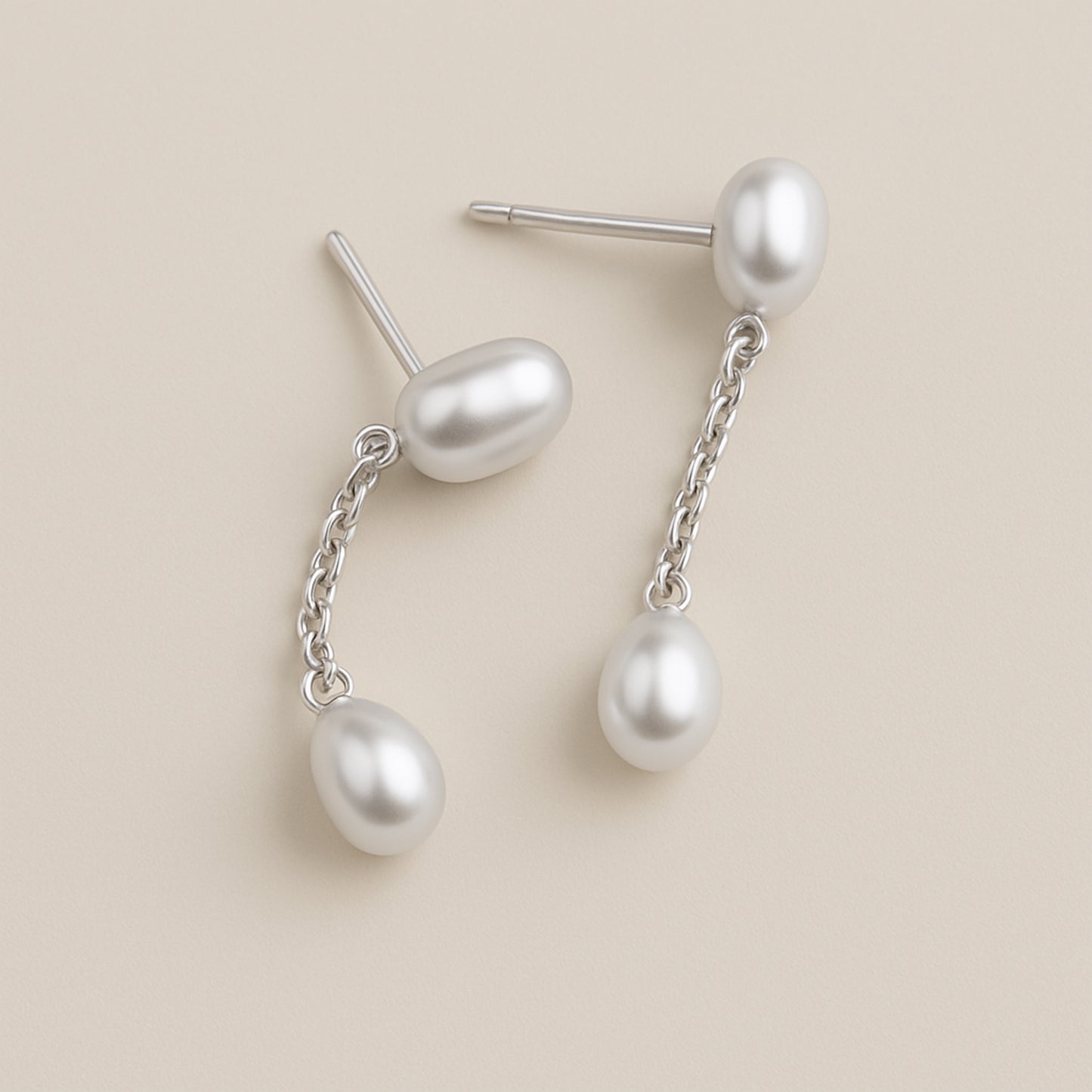 Double Pearl Drop Earrings