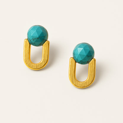 Golden Turquoise Drop Studs