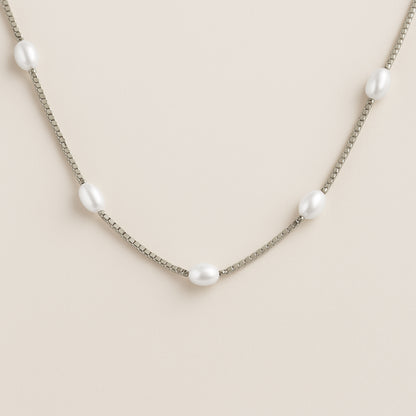 Mini Pearl Station Necklace