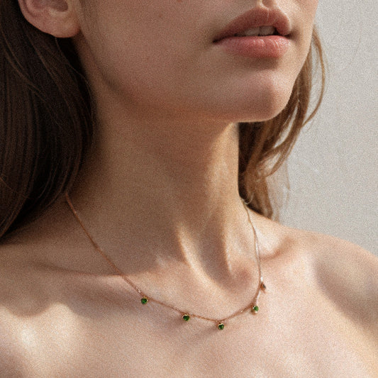 Green Heart Station Necklace