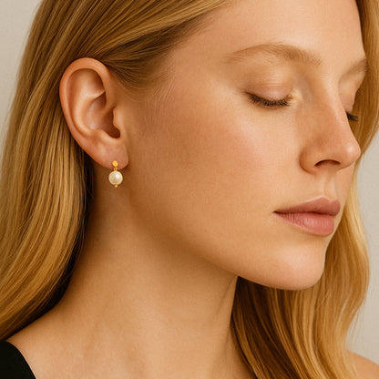 Organic Pearl Drop studs Earrings