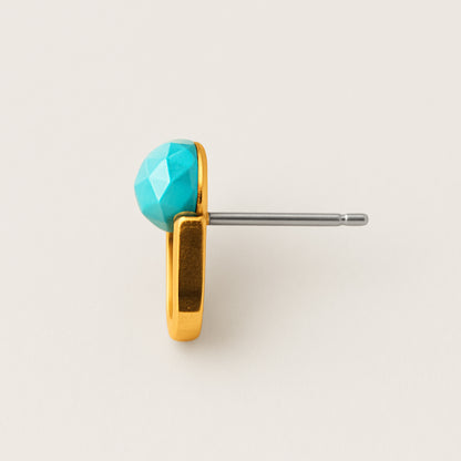 Golden Turquoise Drop Studs