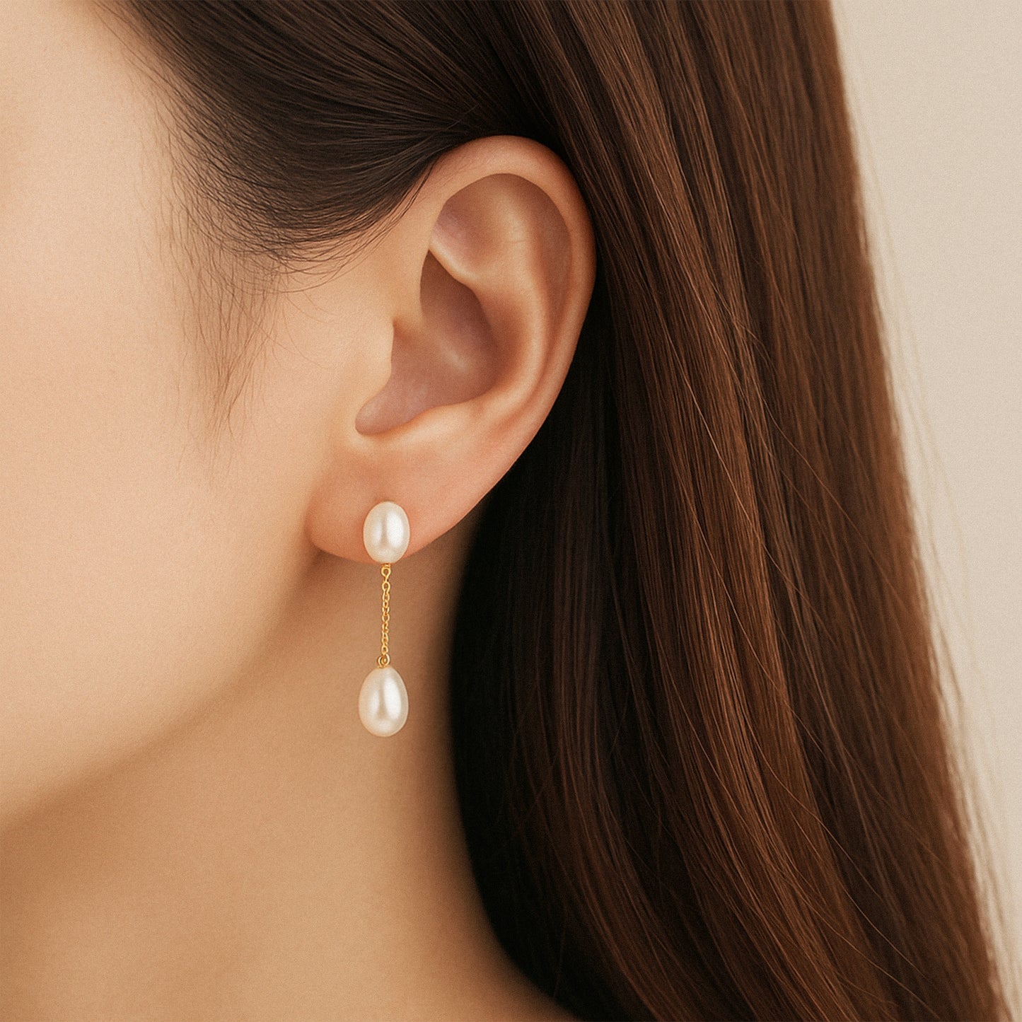 Double Pearl Drop Earrings