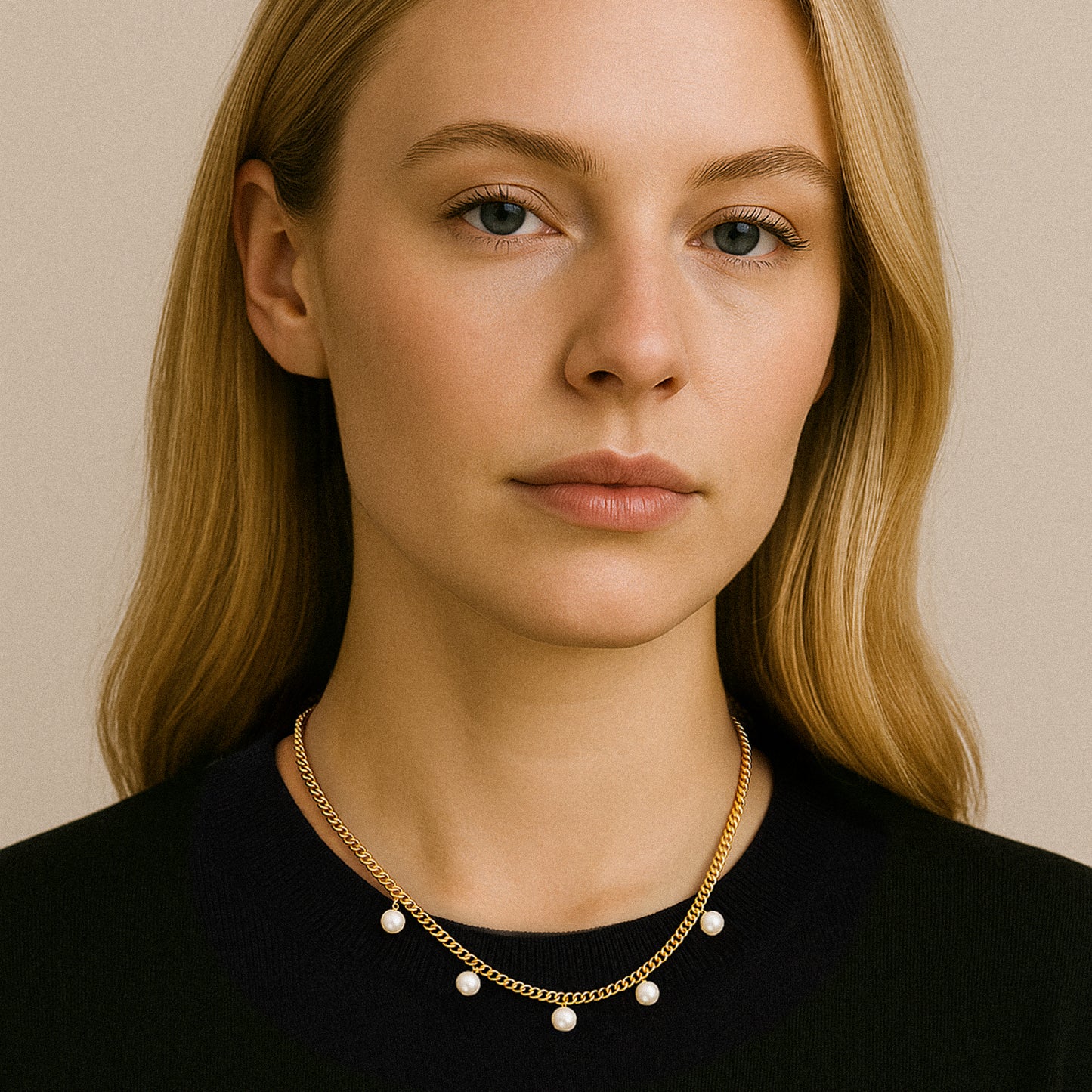 Luxe Chain Pearl Station necklace