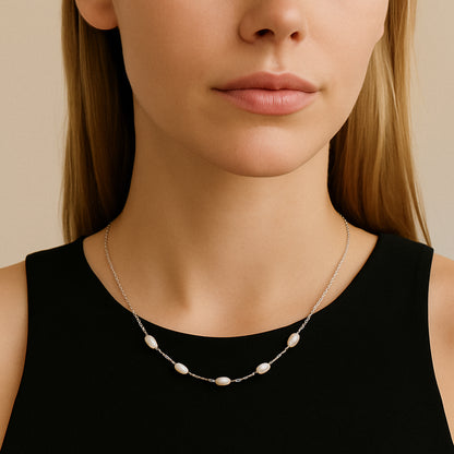 Mini Pearl Station Necklace