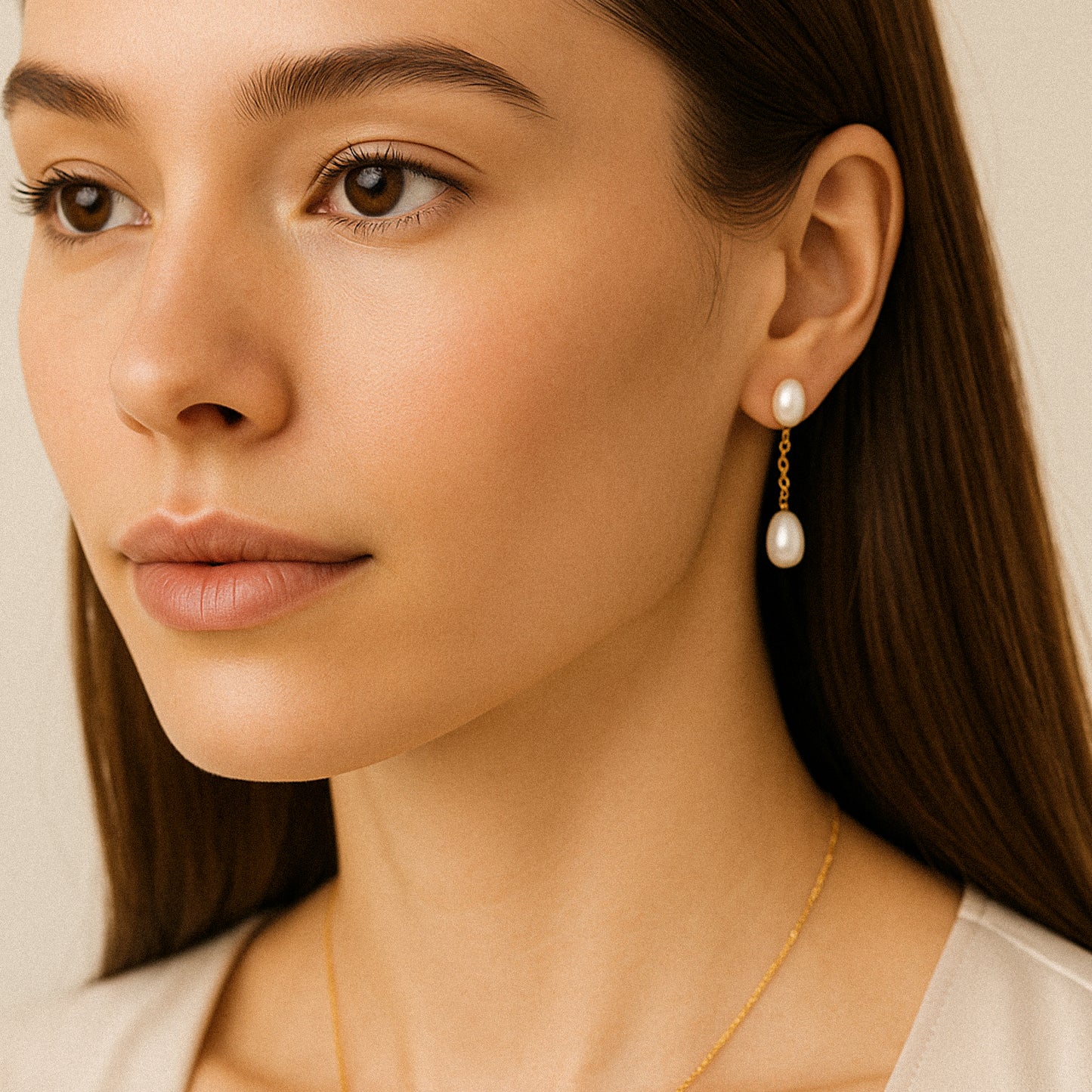 Double Pearl Drop Earrings