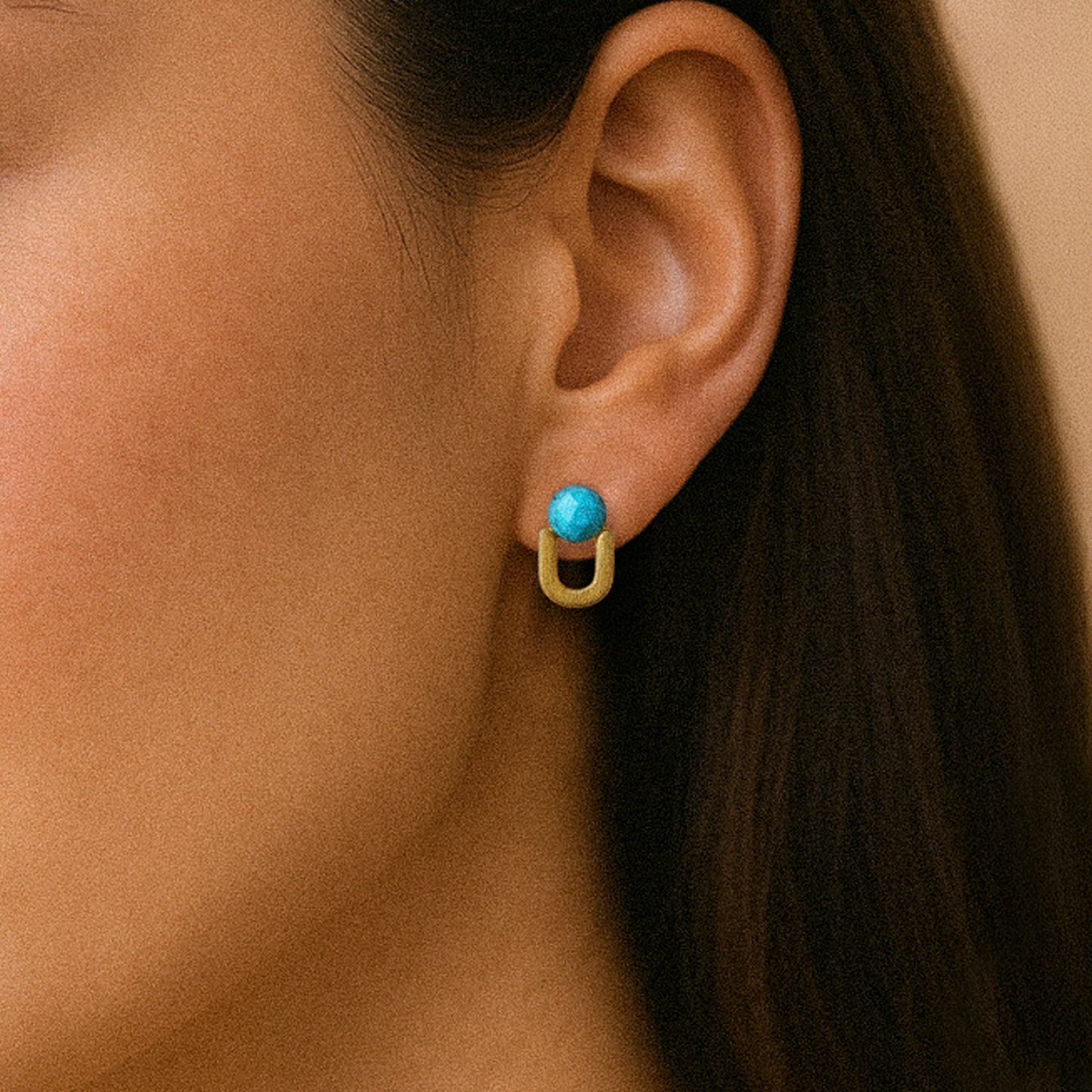 Golden Turquoise Drop Studs
