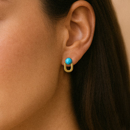 Golden Turquoise Drop Studs