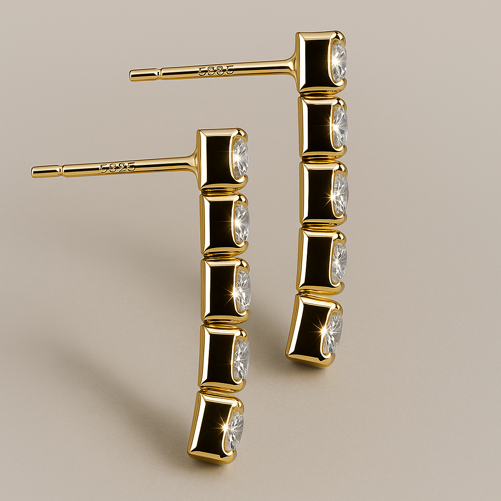 Gold Tennis Earrings 4mm