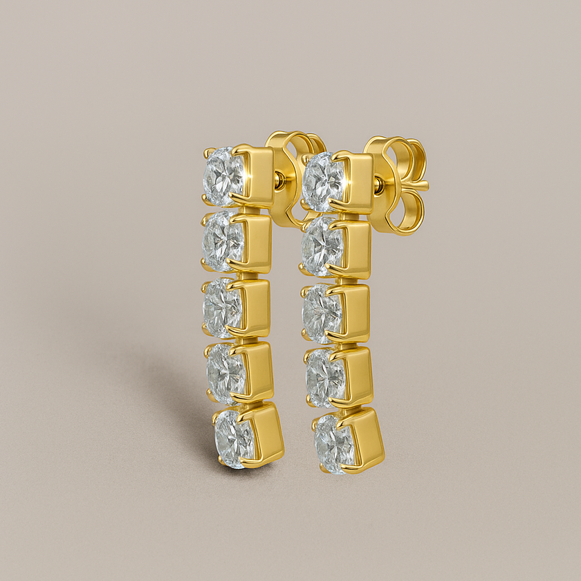 Gold Tennis Earrings 4mm