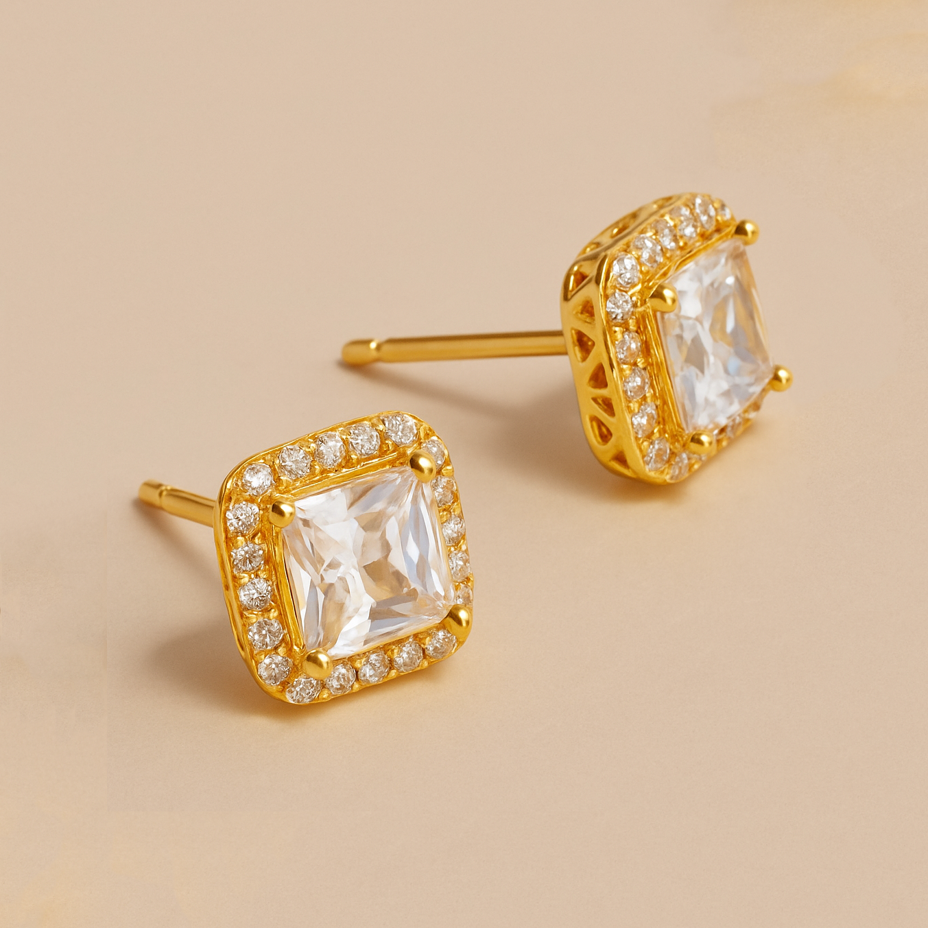 Diamond Glow Square Earrings