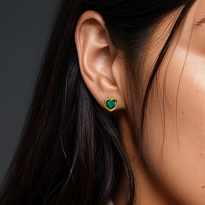 Mini Green Heart Studs