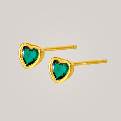 Mini Green Heart Studs