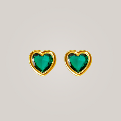 Mini Green Heart Studs